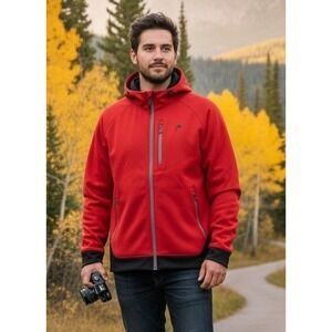 HEAD Mens Full Zip Hoodie Sweatshirt Jacket Red Activewear Pockets Outdoor Large